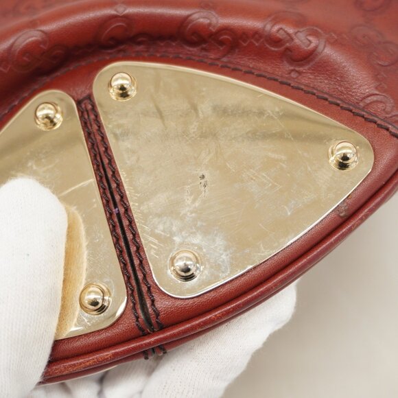 GUCCI Red Leather Horsebit Bag - Picture 6 of 13